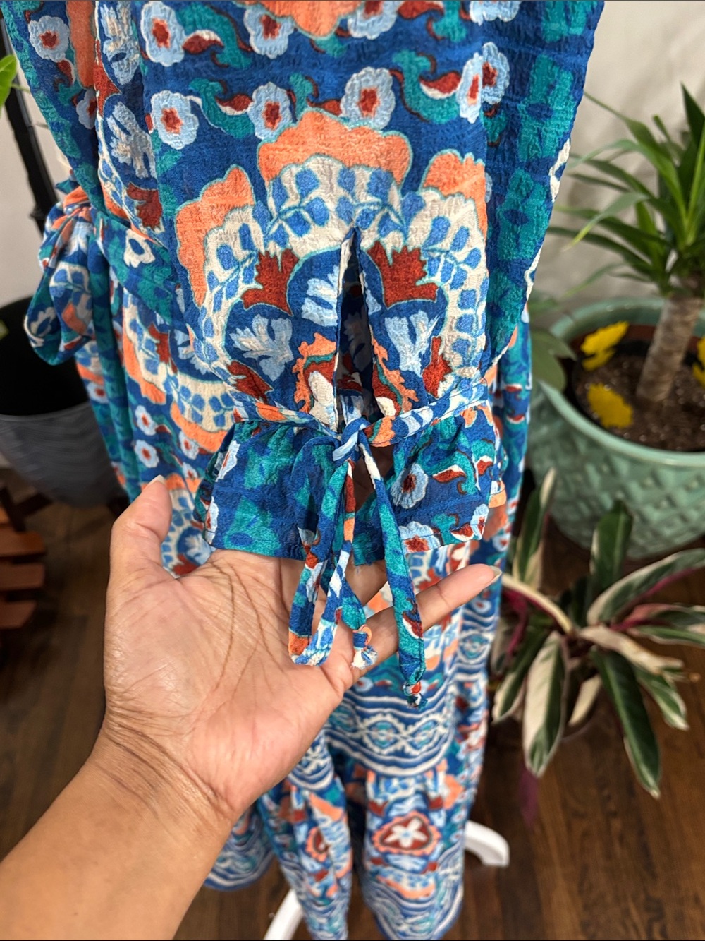 Figueroa & Flower boho Blue Printed Midi Dress size XL - Picture 3 of 5